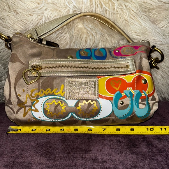 Coach Tan and Blue Mini Bag with Colorful Design - Picture 3 of 9